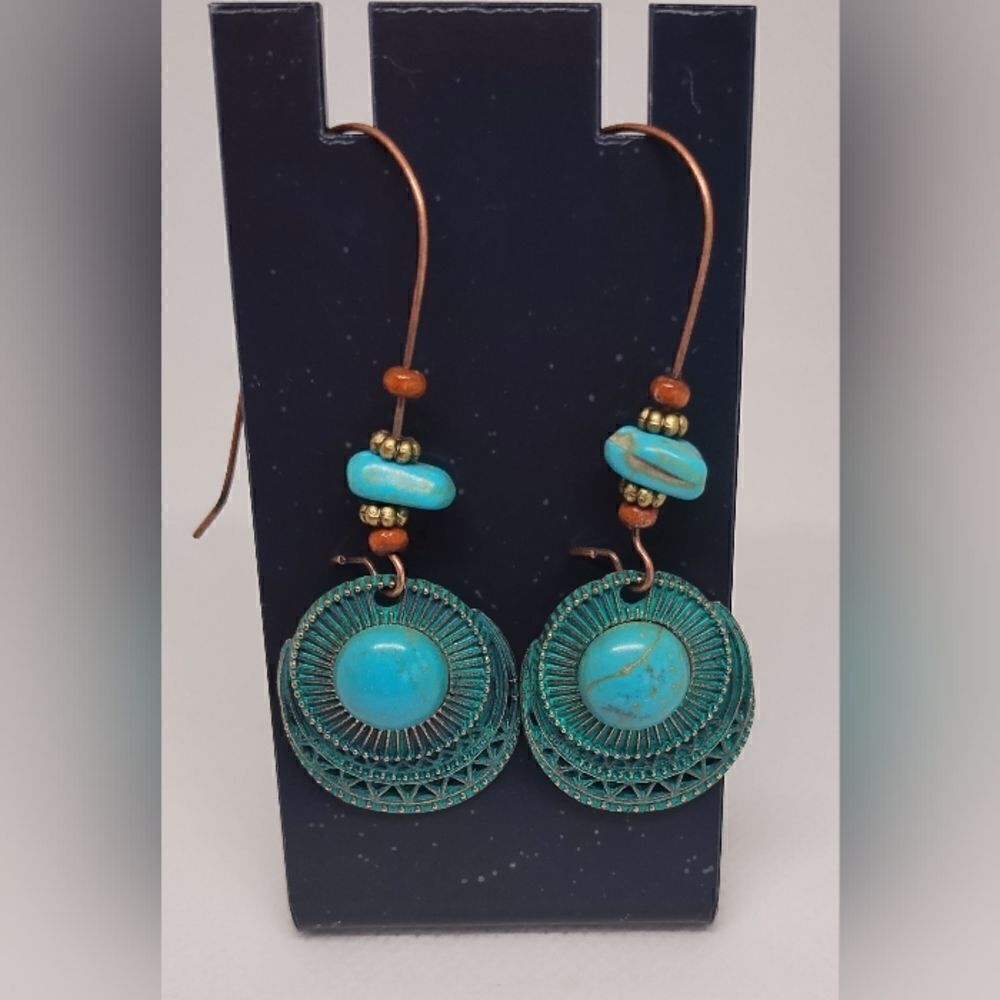Women's turquoise earrings dangle d98